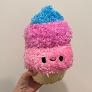 Fluff Pink and Blue Ice Cream Cone Stuffed Animal